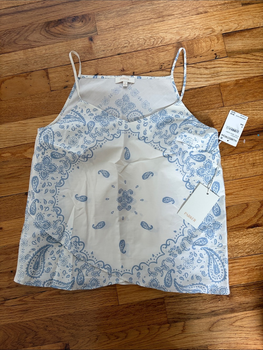 Parker Light Blue Paisley Silk Cami
